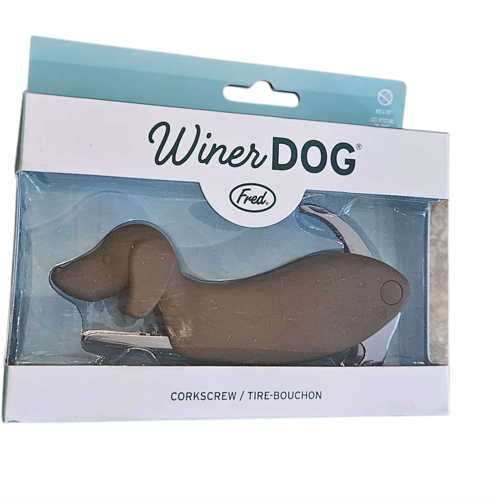 New In Box - Fred - Winer Dog Weiner Dog Dachshund Brown Corkscrew Wine Opener